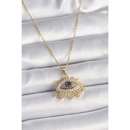 316L Çelik Gold Renk Zincir Zirkon Taşlı Göz Model Kadın Yüzük