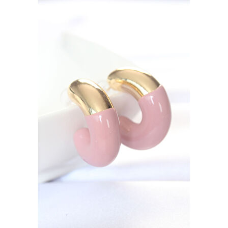 Gül Kurusu Gold Çift Renk Küpe