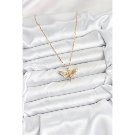 316L Çelik Zincir Gold Renk Melek Model Kadın Kolye