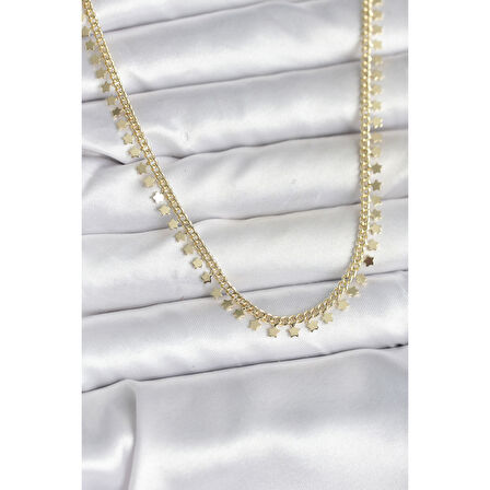 Pirinç Gold Renk Sıralı Yıldız Kadın Kolye