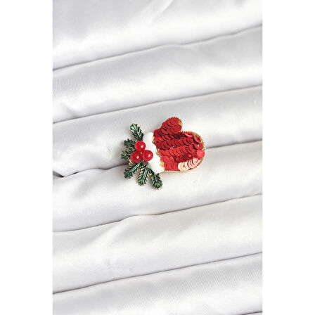 Kırmızı Model Yılbaşı Temalı Broş