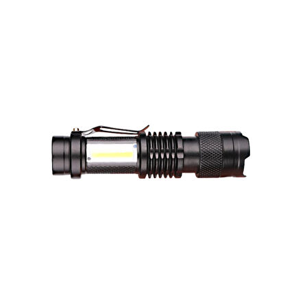 Şarjlı LED El Feneri - 14500 Pil Dahil, 4 Işık Modu, Mini Boy