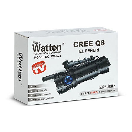 Cree Q8- Xpg 8+1 Led  Şarjlı El Feneri