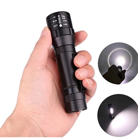 Zoomlu Şarjlı Cob Led Güçlü El Feneri