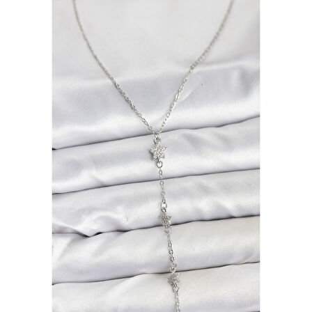 316L Çelik Zincir Gümüş Renkli Yıldız Model Kadın Y Kolye