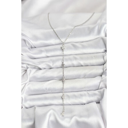 316L Çelik Zincir Gümüş Renkli Yıldız Model Kadın Y Kolye