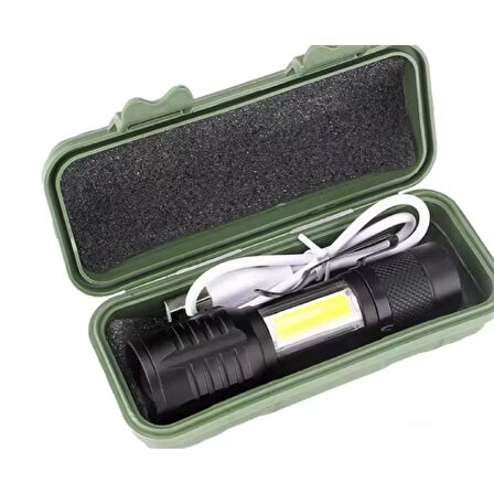 Taktik El Feneri Usb Şarj Edilebilir Kamp Feneri Cob Zumlanabilir Mini Taşınabilir El Feneri