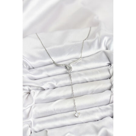 316L Çelik Zincir Gümüş Renk Yılan Model Y Kolye