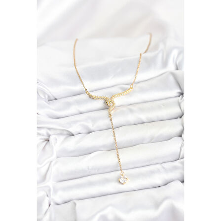 316L Çelik Zincir Gold Renk Yılan Model Y Kolye