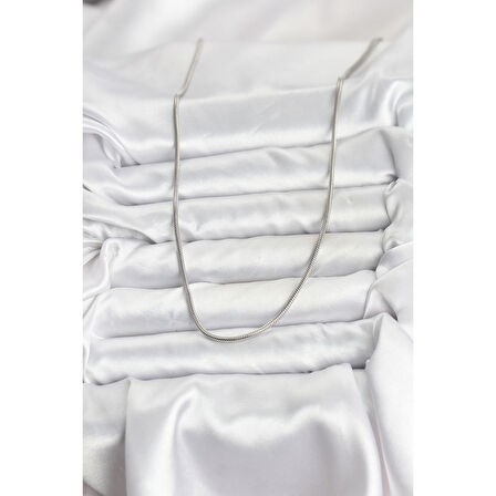 316L Çelik Zincir Gümüş Renk 60 cm Yılan Zincir Kadın Kolye