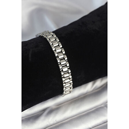 316L Çelik Gümüş Renk 9 mm Kalınlık Erkek Bileklik