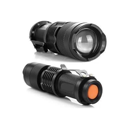Polis Tipi Zoomlu Şarjlı Metal Dağ Kamp Cep Feneri Cree Led 2300 Lumens