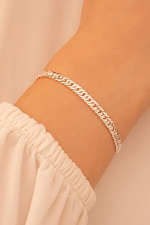 Kadın Gümüş Bileklik - 4 mm Oluklu Nano Model Zarif Kadın Bileklik