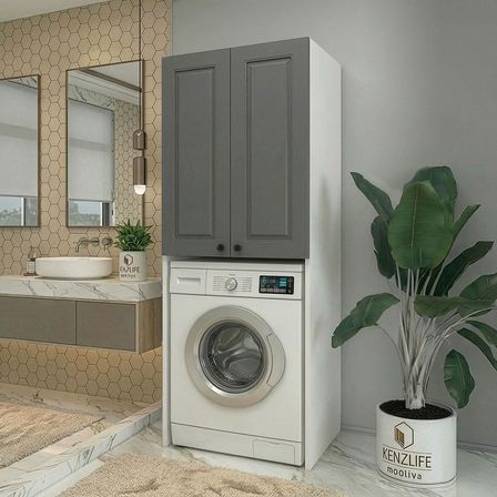 Kenzlife membran çamaşır-kurutma-bulaşık makinesi dolabı mahidevran gribyz çerçeve 180*70*60 mebran kapak suntalam gövde