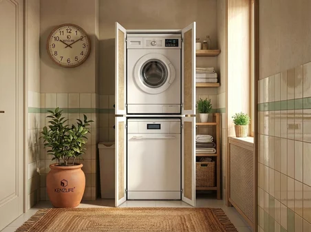 Kenzlife çamaşır-kurutma-bulaşık makinesi dolabı roksana mat beyaz 180*70*60 jut kare suntalam gövde