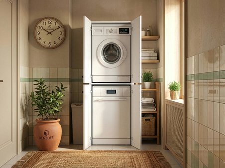 Kenzlife membran çamaşır-bulaşık makinesi dolabı kapaklı roksana byzbyz çerçeve 180*70*60 mebran kapak MDF gövde banyo çift katlı arkalıksız