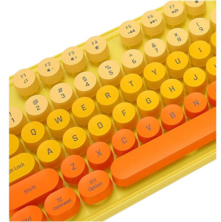 Renkli Retro Daktilo Kablosuz Türkçe Gaming Vintage Q Klavye -TURUNCU