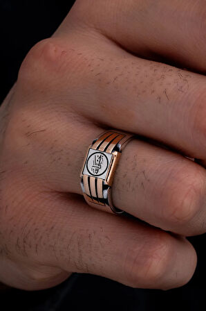 Erkek Gümüş Yüzük - HasbinAllah Yazılı İnce Kibar Erkek Yüzüğü