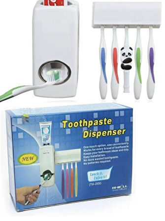 Otomatik Diş Macunu Sıkacağı 5 Adet Fırçalık Yeri Otomatik Macun Sıkma Aleti Aparatı