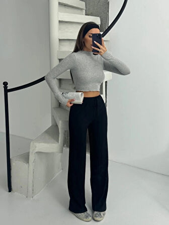 Fitilli şardonlu pantolon siyah a4058