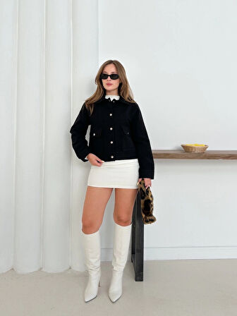 Zr model kaşe ceket siyah st255807