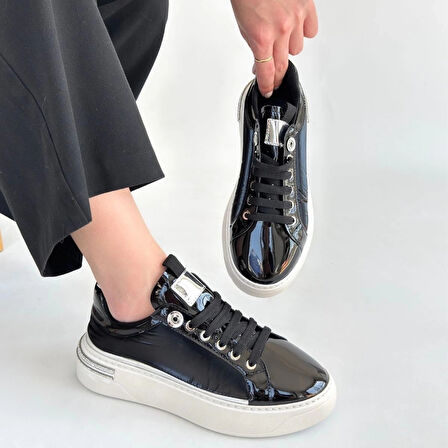 Hley Siyah Rugan Paraşüt Detaylı Bağcıklı Spor Ayakkabı