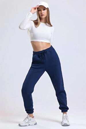 3 iplik şardonlu paça lastikli eşofman lacivert is001