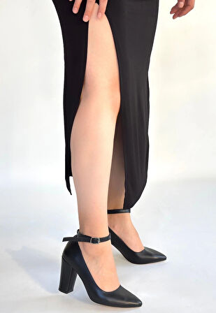 Rity Siyah Cilt Topuklu Ayakkabı