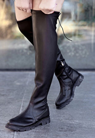 Iyan Siyah Cilt Çorap Çizme