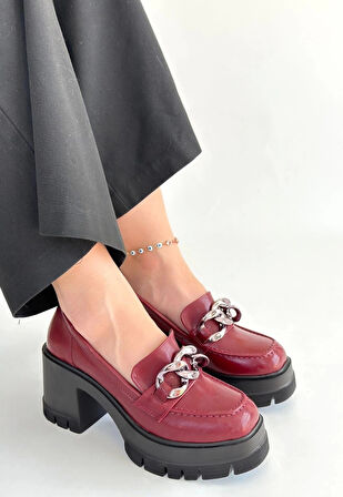 Winar Bordo Rugan Doldu Topuk Ayakkabı