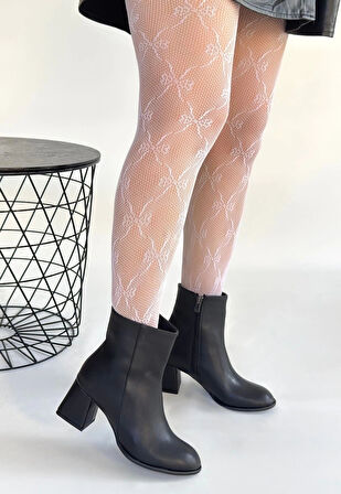 Tendy Siyah Cilt Topuklu Bot