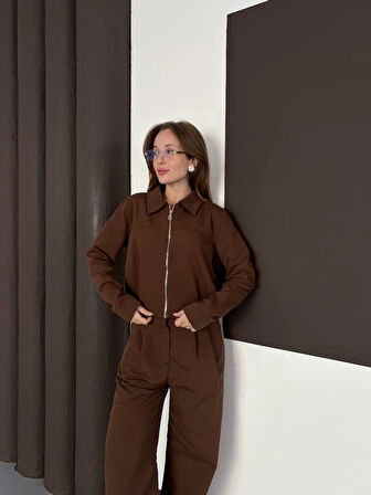 Trenç takım alt üst kahve ons