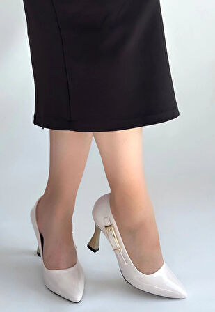 Motya Bej Rugan Topuklu Ayakkabı