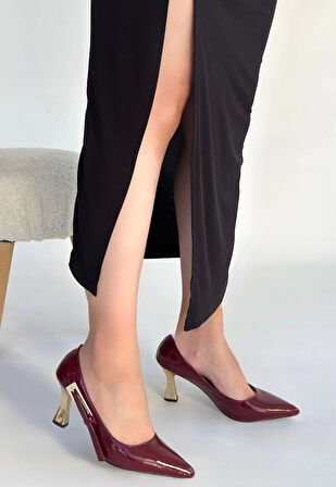 İnja Bordo Rugan Topuklu Ayakkabı