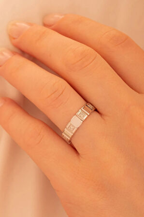 Kadın Gümüş Yüzük - 925 Ayar Terahertz Model Gümüş Alyans Yüzük