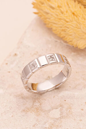 Kadın Gümüş Yüzük - 925 Ayar Terahertz Model Gümüş Alyans Yüzük