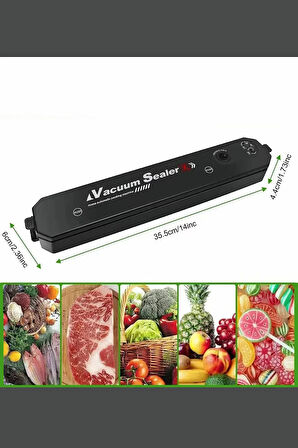 Vacuum Sealer Ev Tipi Vakumlama ve Yapıştırma Makinesi + 10 Adet Vakum Poşeti (5365)