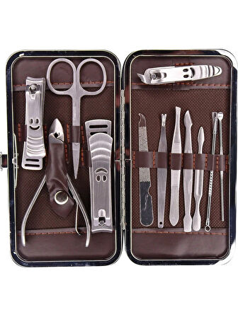 Tırnak Makası Tırnak Bakım Seti Deri Çantalı 12 Parça Set (5365)