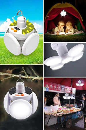 Solar Güneş Enerji Ve Usb Sarjlı 5 Kanatlı Led Lamba (5365)