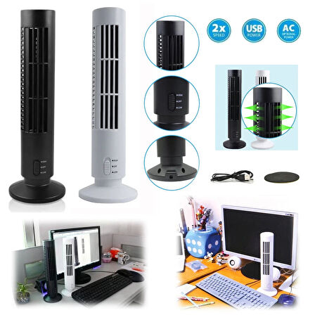 Kule Tipi USB Elektrik Fan Yapraksız Klima Fanı (5365)