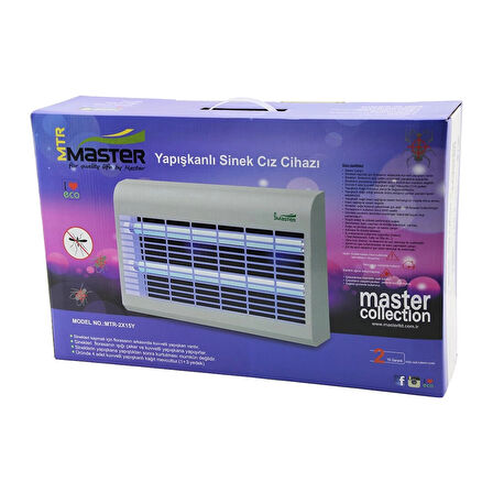 MASTER MTR-2X15Y  YAPIŞKANLI  SİNEK ÖLDÜRÜCÜ CIZ CİHAZI MAKİNE 30W 2PCS LED FLORESAN 100M2 ETKİLİ 47.5X9.5X29CM (5365)