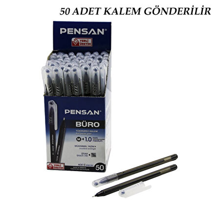 50 ADET PENSAN BÜRO SİYAH TÜKENMEZ KALEM M-MEDİUM - 1.0MM UÇ (5365)