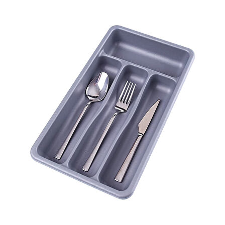 GRİ - 4 BÖLMELİ ÇEKMECE İÇİ KAŞIKLIK (5365)