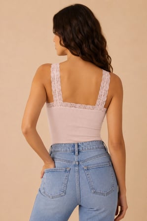 Loule Kadın Pamuklu ve Modal Dantel Askılı Pedli Esnek Günlük Atlet - Toparlayıcı Bra Singlet