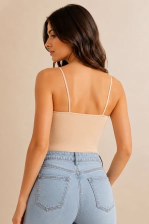 Loule Kadın %95 Pamuk İp Askılı Pedli Basic Atlet - Esnek ve Rahat Bra Singlet