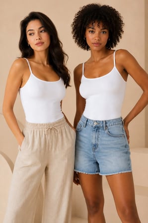 Loule Kadın %95 Pamuk İp Askılı Pedli 2 Adet Basic Atlet - Esnek ve Rahat 2'li Bra Singlet