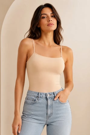 Loule Kadın %95 Pamuk İp Askılı Pedli 2 Adet Basic Atlet - Esnek ve Rahat 2'li Bra Singlet