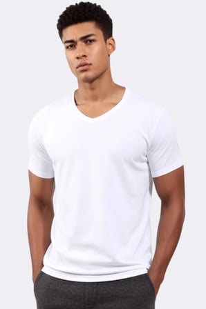 Loule Erkek V Yaka Kısa Kol Pamuklu Modal Basic Tişört - Nefes Alan ve Esnek Kumaş
