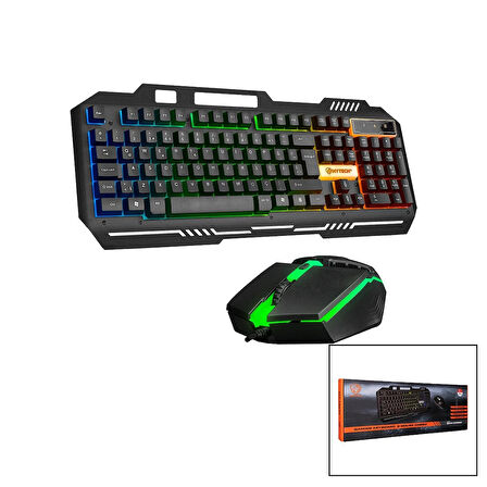 EVEREST HKM-X86 QUİN  GÖKKUŞAĞI IŞIKLI  USB KABLOLU  KLAVYE - MOUSE  SET  150CM KABLO (5365)