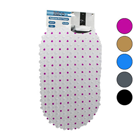 OVAL - EKO PVC +VANTUZ DESEN - ŞEFFAF RENKLİ 122PCS VANTUZ KAYDIRMAZ BANYO - KÜVET PASPAS 33X61CM (5365)